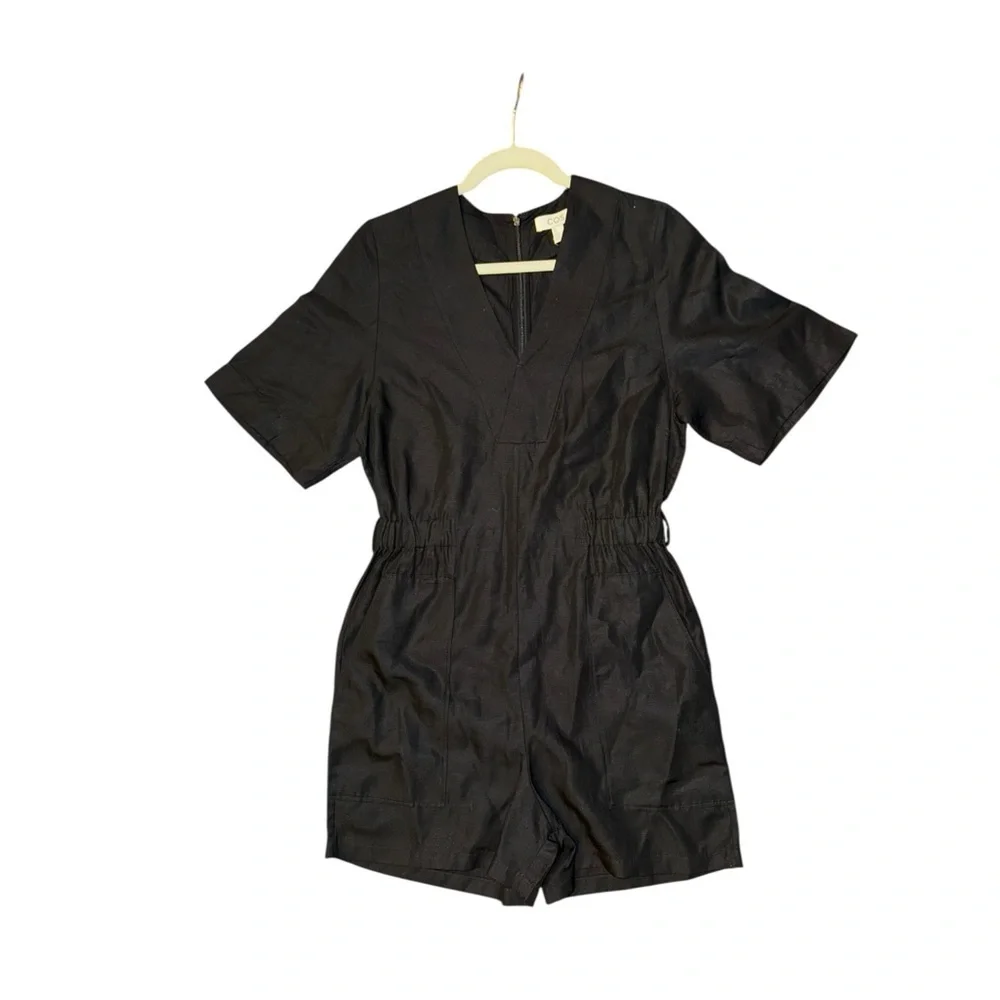 COS v neck belted playsuit 73% TENCEL Lyocell, 22% Linen, 5% Cotton.